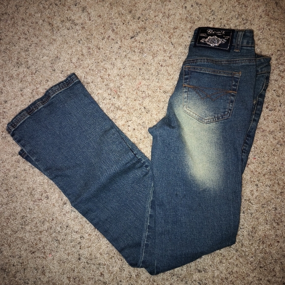 Vintage REVOLT Jeans Co. Women's Flare Blue FLARE Denim Sz 3/4 - Picture 3 of 7